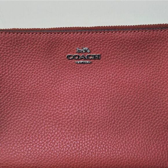 Coach Double Zipper Pocket Wristlet In Musted Red/Rust. EUC - Picture 2 of 16
